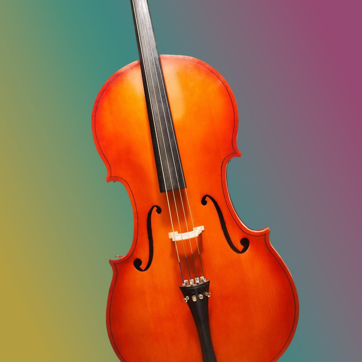 cello on a colorful gradient background